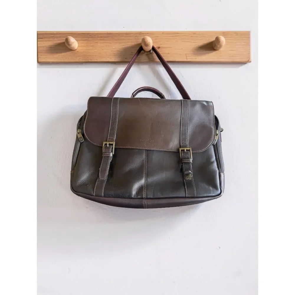 Samsonite Colombian Leather Messenger Laptop Bag Brown Briefcase Shoulder Bag